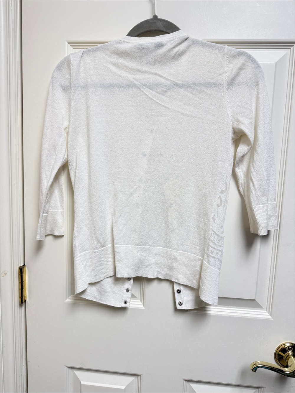 White House Black Market Cream Floral Jacquard Button Cardigan - Picture 3 of 4